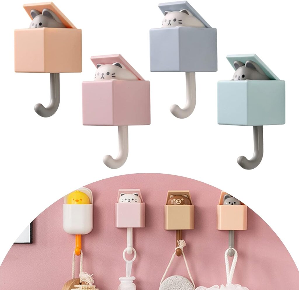 Ganchos adhesivos con diseño de gato: Organiza con estilo y encanto en tu hogar